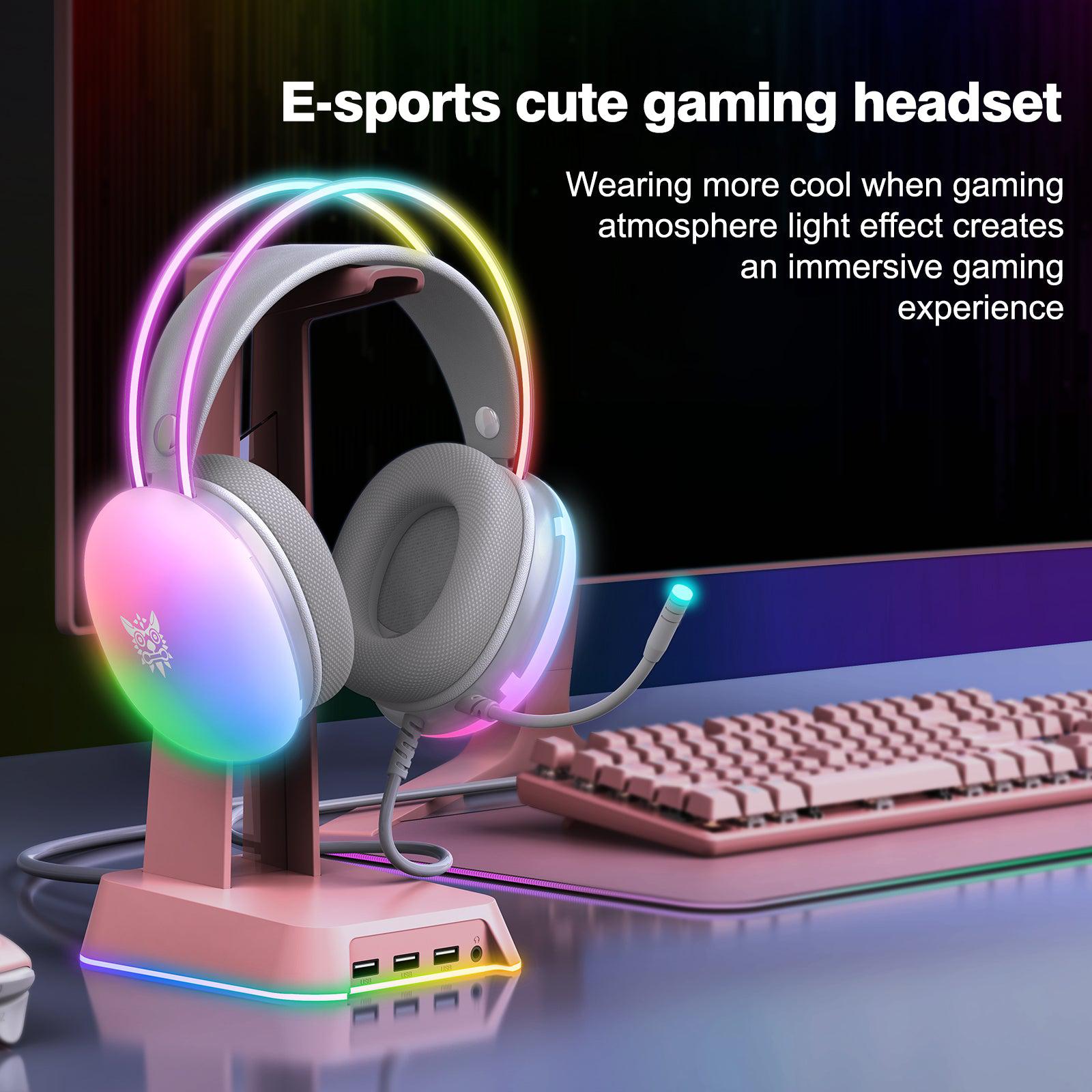 ONIKUMA X25 USB+3.5mm RGB Gaming Headset, White