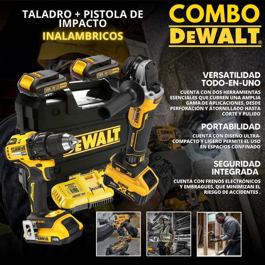 Kit Dewalt®  Taladro + Amoladora de Alto Impacto